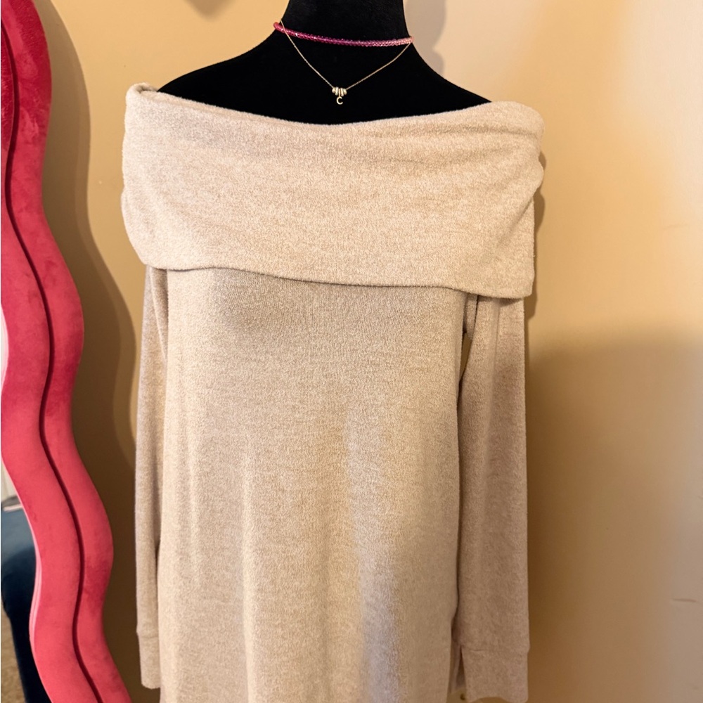 Lucky Brand Cream Off-Shoulder Sweater